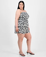 Derek Heart Trendy Plus Size Strapless Gathered-Waist Romper