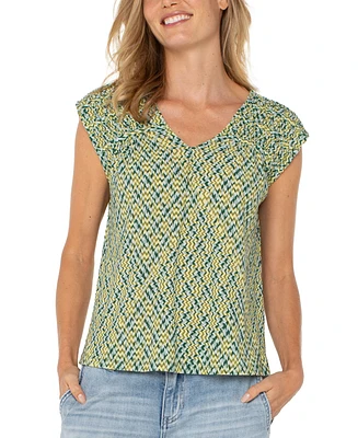 Liverpool Los Angeles Women's Short Sleeve Dolman Tie Back Knit Top