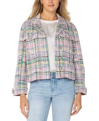 Liverpool Los Angeles Women's Button Front Boxy Plaid Shacket