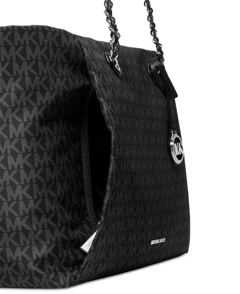 Michael Kors Georgia Logo Brown Zip Top Tote Bag