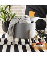 Baxton Studio Malina Contemporary Glam and Luxe Pink Velvet Fabric Upholstered and Gold Finished Metal Storage Ottoman