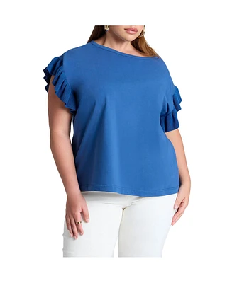 Eloquii Women's Ruffle Sleeve Tee