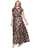 Xscape Plus Size Embellished 3D Flower Ball Gown