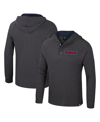 Colosseum Men's Charcoal Arizona Wildcats DuJour Raglan Long Sleeve Henley Hoodie T-Shirt