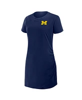Fanatics Women's Navy Michigan Wolverines Relaxed Fit Drape T-Shirt Dress
