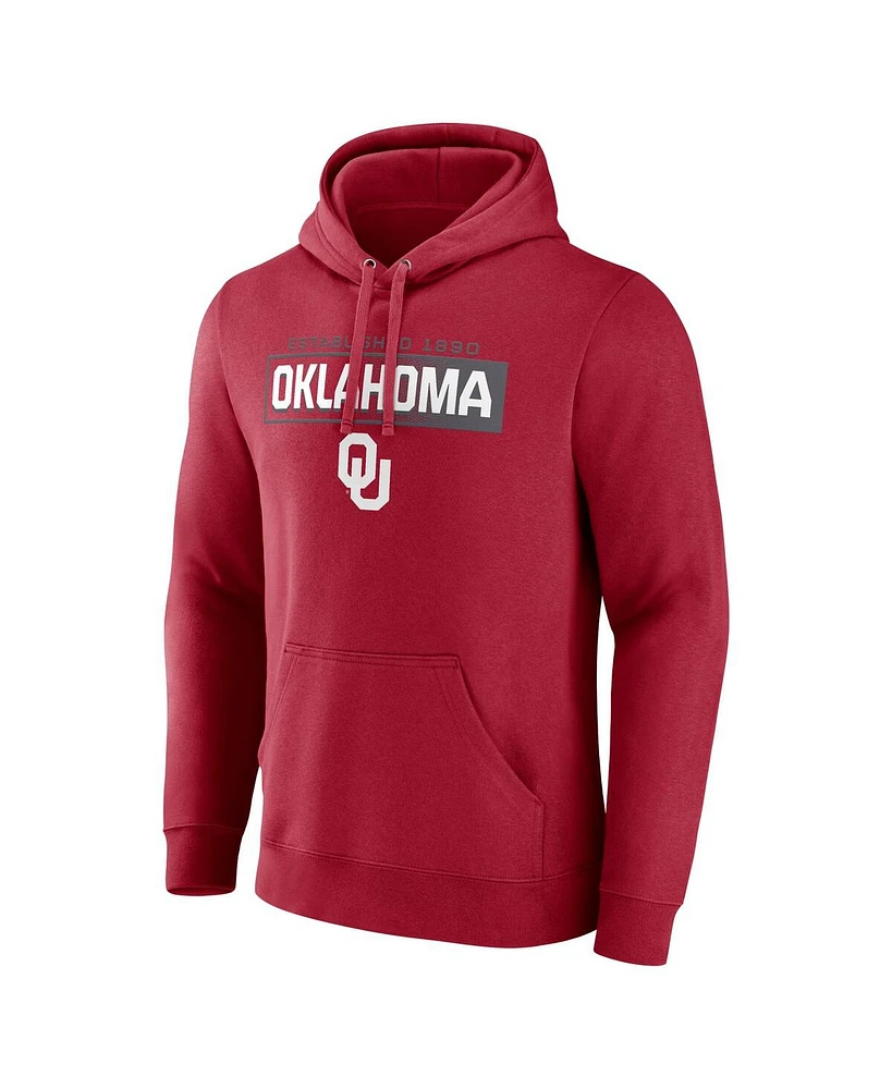 Fanatics Men's Crimson Oklahoma Sooners Iconic Fleece Down The Field Pullover Hoodie