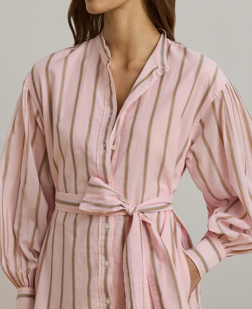 Lauren Ralph Lauren Women's Striped Voile Blouson-Sleeve Shirtdress