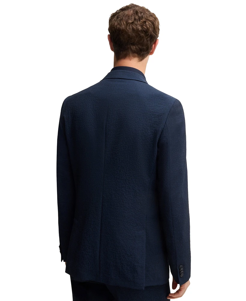 Boss by Hugo Men's 2 Piece Performance-Stretch Seersucker Suit