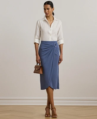 Lauren Ralph Women's Ring-Trim Stretch Jersey Pencil Skirt