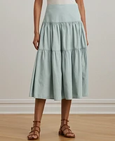Lauren Ralph Lauren Women's Chambray Tiered Midi Skirt