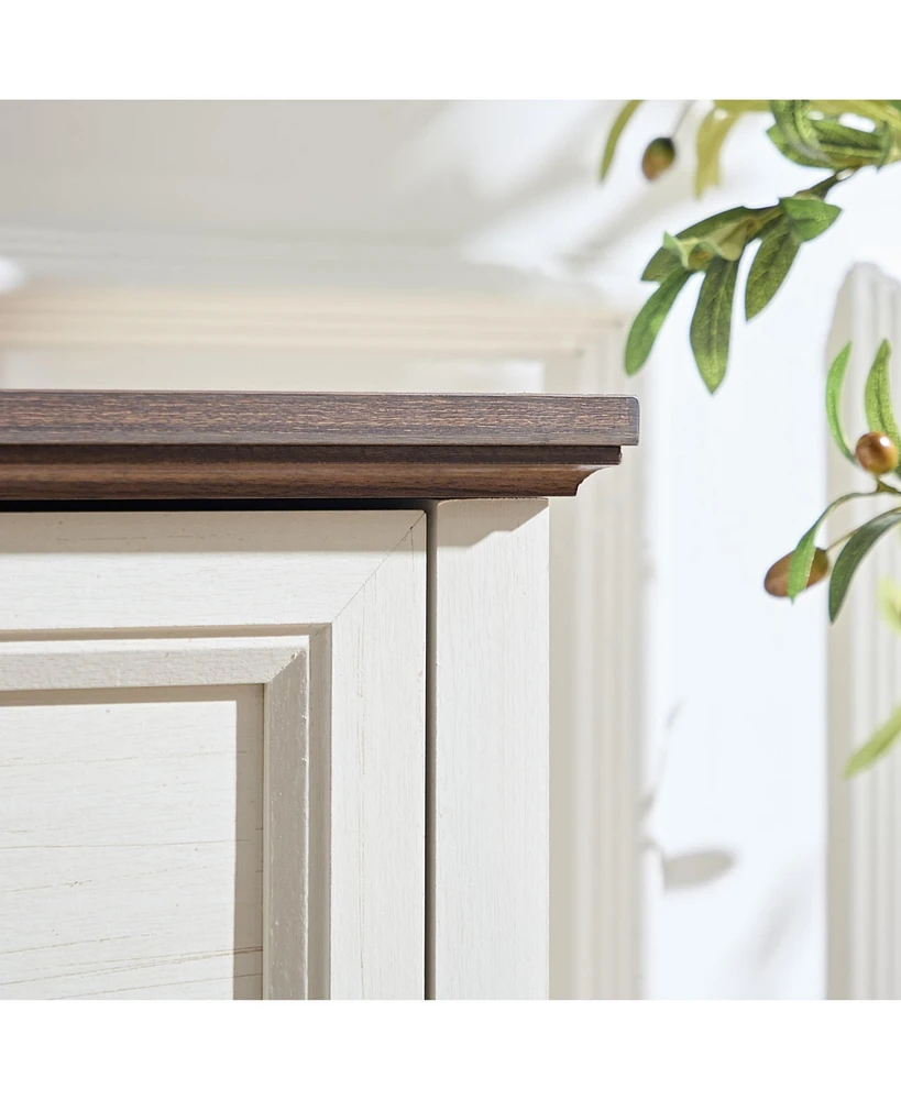 Farmhouse 6 Drawers Dresser for Bedroom, Wood Rustic Wide Chest of Drawers, Storage Dressers Organizer for Bedroom, Living Room, Hallway