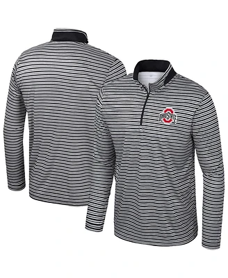 Colosseum Men's Black Ohio State Buckeyes Striped Quarter-Zip Sweatshirt