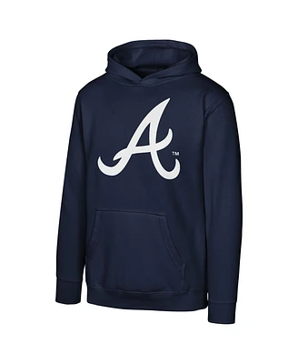 Outerstuff Big Boys and Girls Navy Atlanta Braves Primary Logo Pullover Hoodie