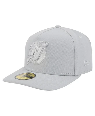 New Era Men's Gray New Jersey Devils Color Pack A-Frame 59FIFTY Fitted Hat