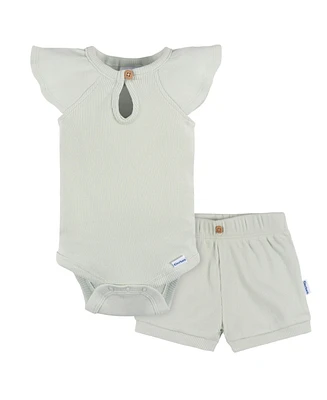 Gerber Childrenswear Baby Girls Flutter Sleeve Bodysuit and Shorts Set
