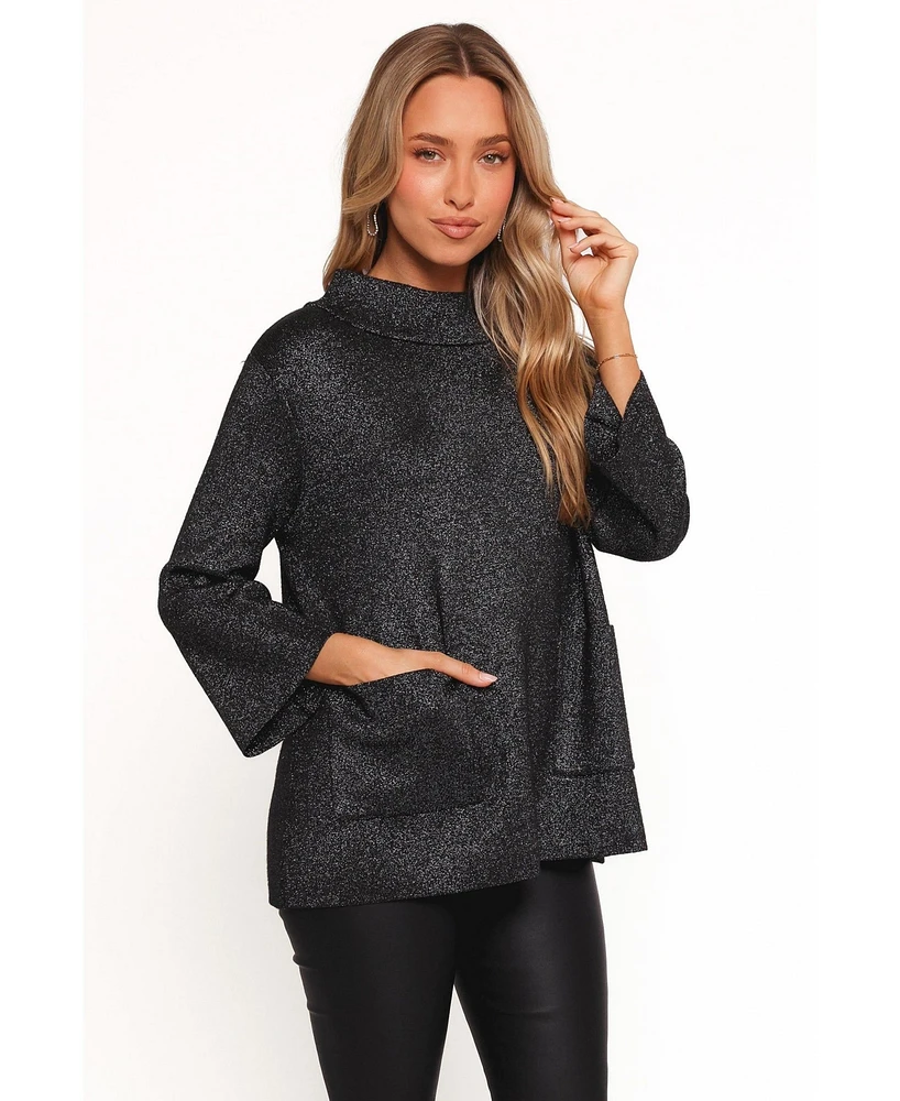 Petal and Pup Women's Tassie Cowlneck Lurex Shimmer Knit Sweater