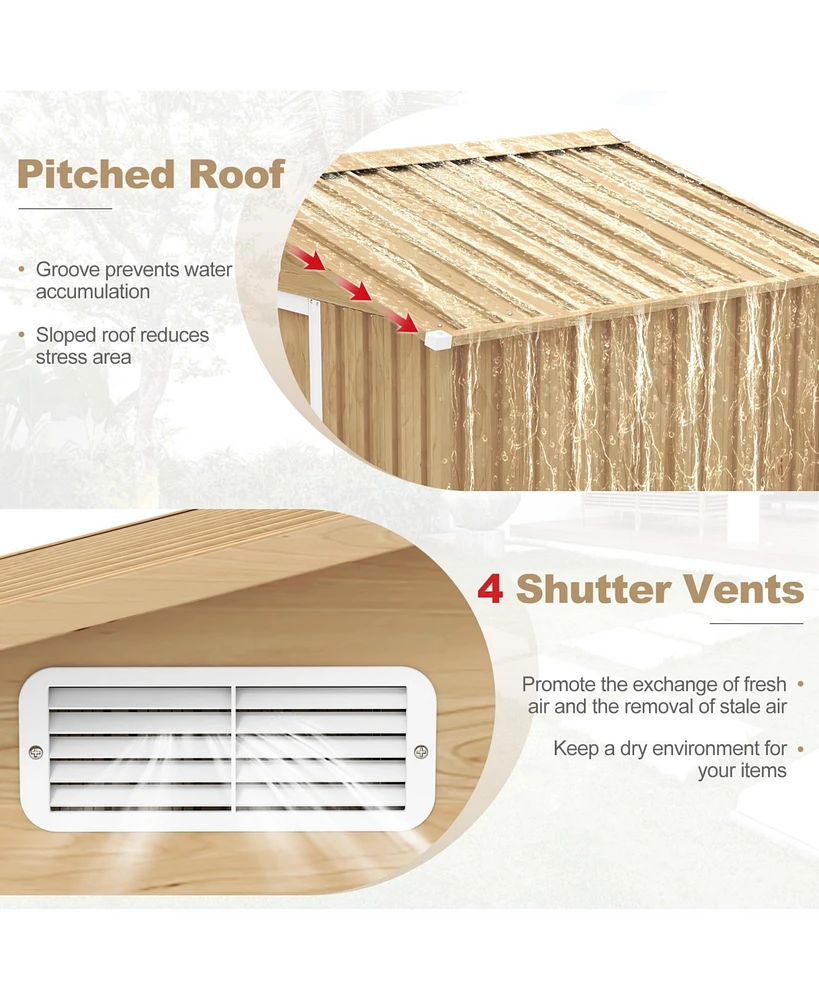 Weather Resistant Galvanized Steel Shed with Tilted Roof for Backyard Garden Patio Lawn