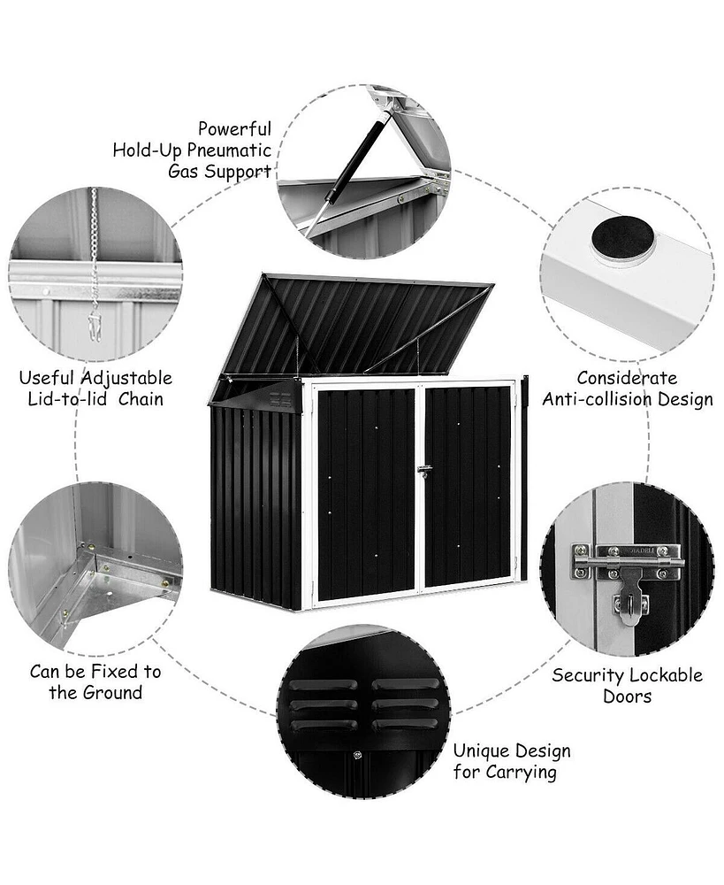 Horizontal Storage Shed 68 Cubic Feet for Garbage Cans