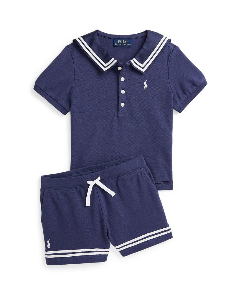 Polo Ralph Lauren Toddler and Little Girls Stretch Mesh Sailor Shirt
