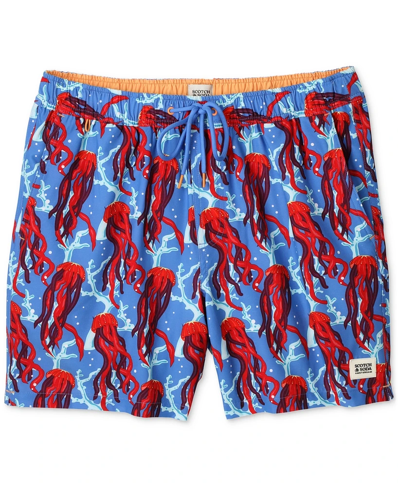 Scotch & Soda Men's Under the Sea Jellyfish Graphic Swim Trunks