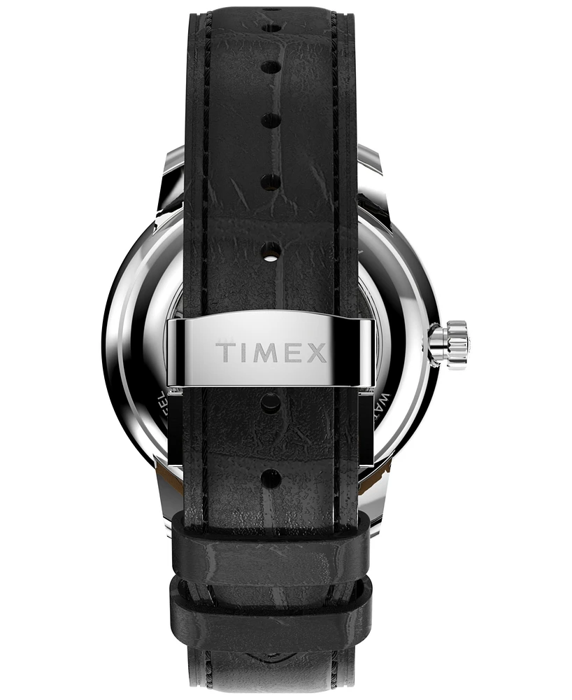 Timex Men's Mechanical Automatic Black Leather Watch