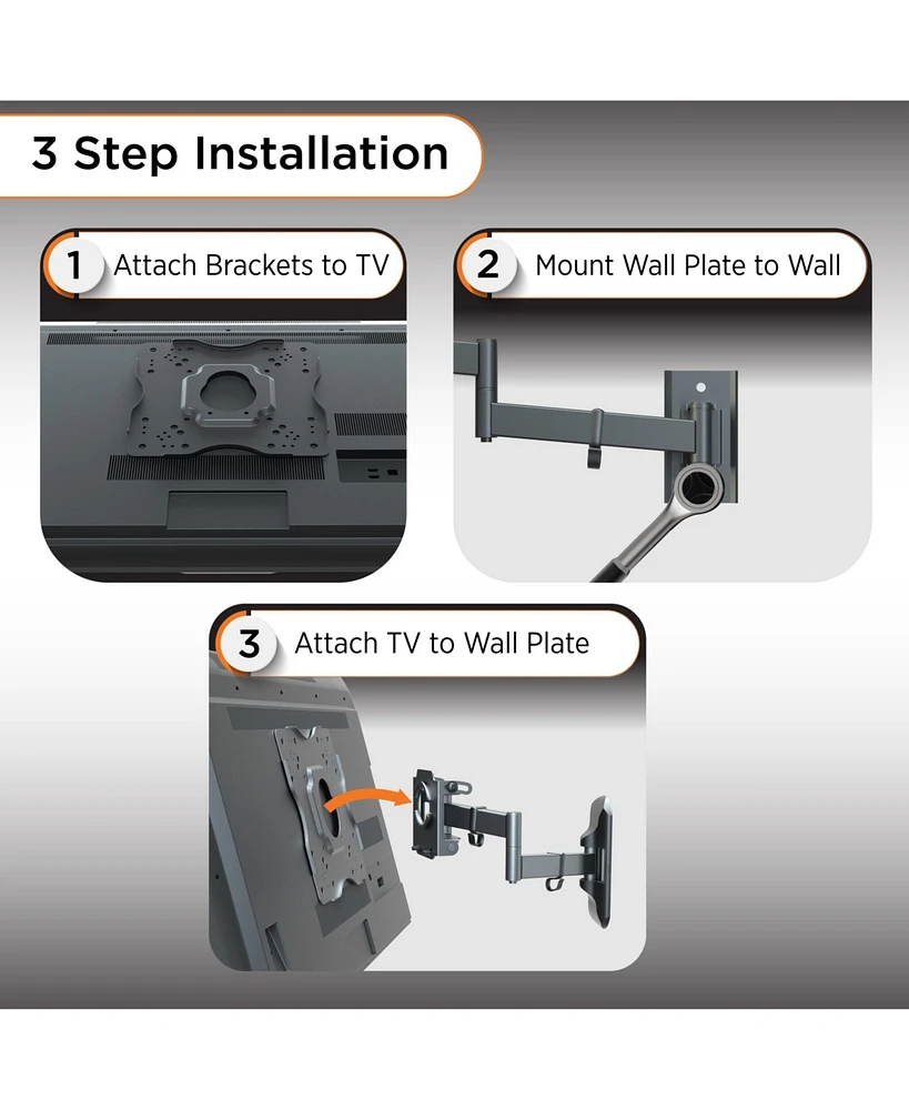 ProMounts Premium Articulating Tv Wall Mount for Heavy Duty Tv for 17-42 Inch Flat and Curved Tv Screens, Holds Up to 44 lbs Max Vesa 200x200