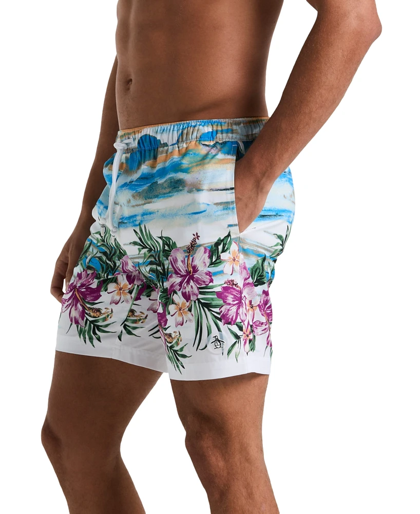 Original Penguin Men's Hibiscus Printed Swim Shorts