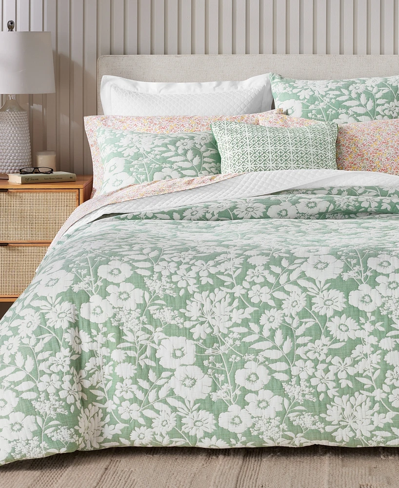 Charter Club Silhouette Floral 3-Pc. Duvet Cover Set, King, Exclusively at Macy's