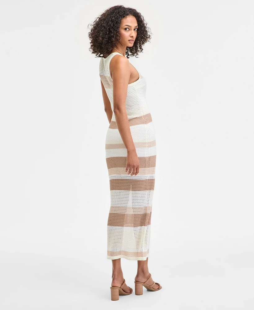 Bar Iii Women's Striped Crochet Tank Dress, Exclusively at Macy's