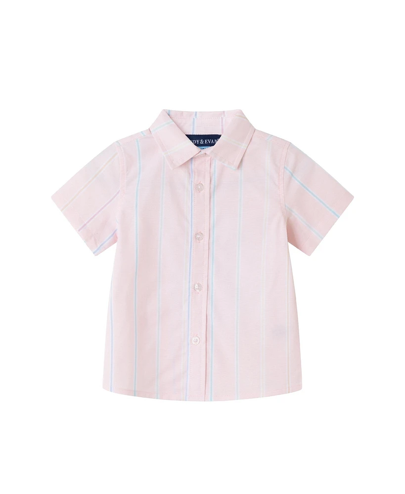 Andy & Evan Baby Boys Pink Striped Oxford and Bowtie Shorts Set
