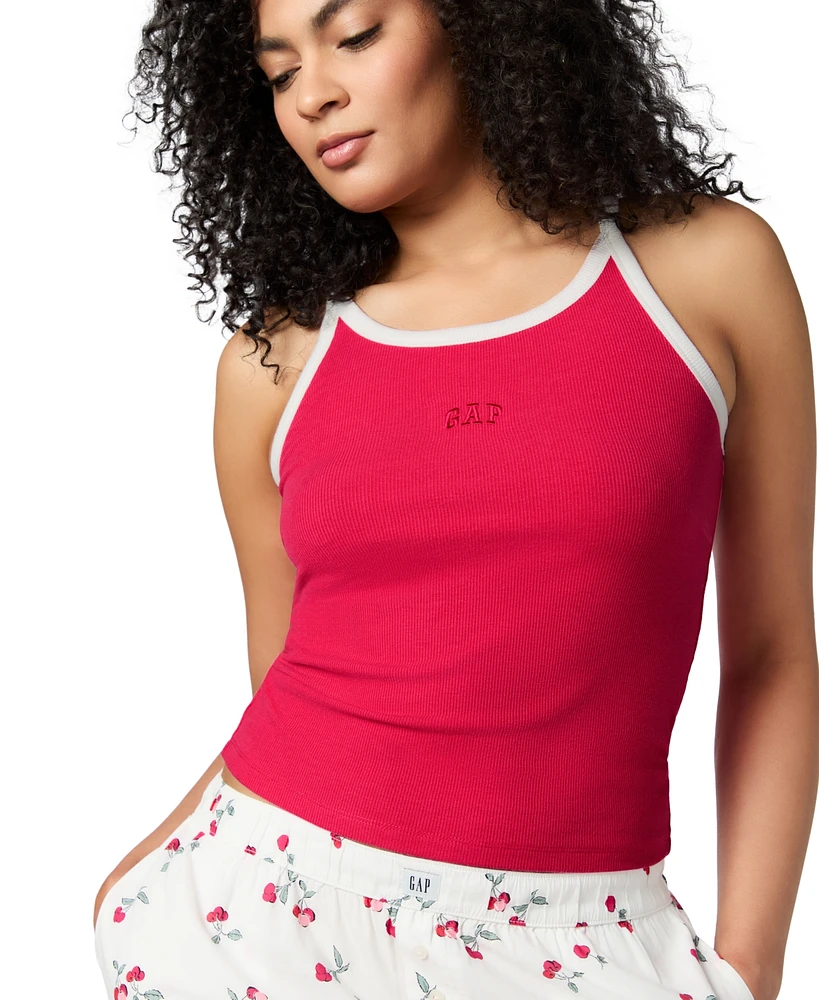 Gap Women's Striped Halter-Neck Sleeveless Pajama Top