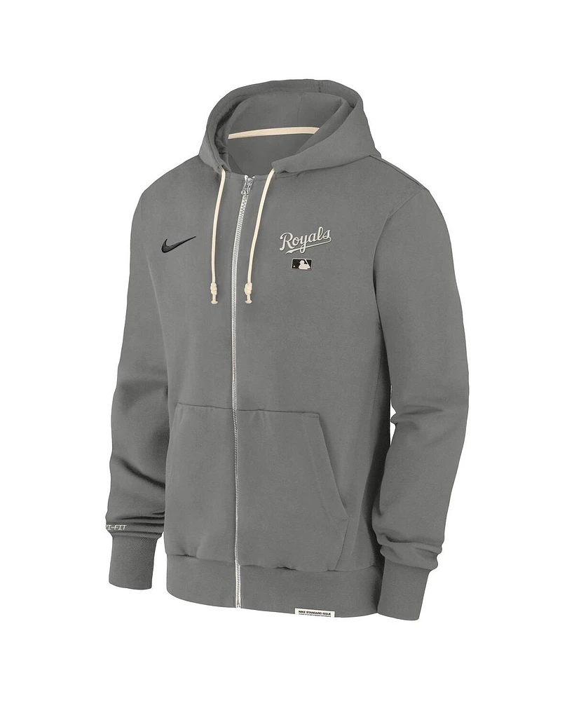 Nike Men's Charcoal Kansas City Royals Authentic Collection Travel Performance Full-Zip Hoodie