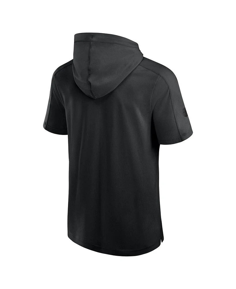 Fanatics Men's Black Pittsburgh Penguins Authentic Pro Road Performance Short Sleeve Pullover Hoodie