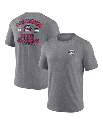 Fanatics Men's Heather Gray Columbus Blue Jackets Winger Tri-Blend T-Shirt
