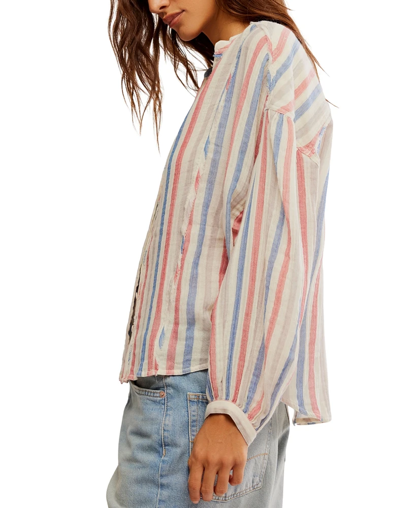 Free People Women's Striped Valley Double-Cloth Shirt
