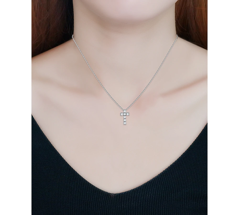 Giani Bernini Round Cubic Zirconia Chunky Cross Pendant Necklace, 16" + 2" extender