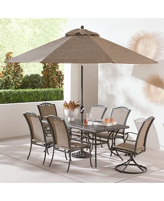 Wythburn Outdoor Dining 7pc Set (72"x38" Table & 4 Filigree Sling Chairs 2 Swivel Chairs), Created for Macy's