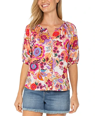 Liverpool Los Angeles Women's Floral Short-Sleeve Blouse