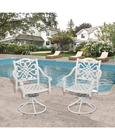 Patio Dinning Swivel Chair Set of 2 Outdoor Swivel Rocker Patio Chairs Bistro Chairs Outdoor Dining Chairs, White