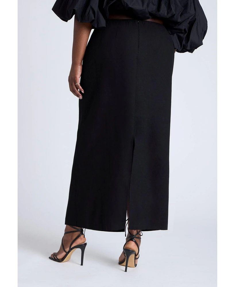Eloquii Women's Linen Blend Column Skirt
