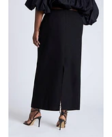 Eloquii Women's Linen Blend Column Skirt