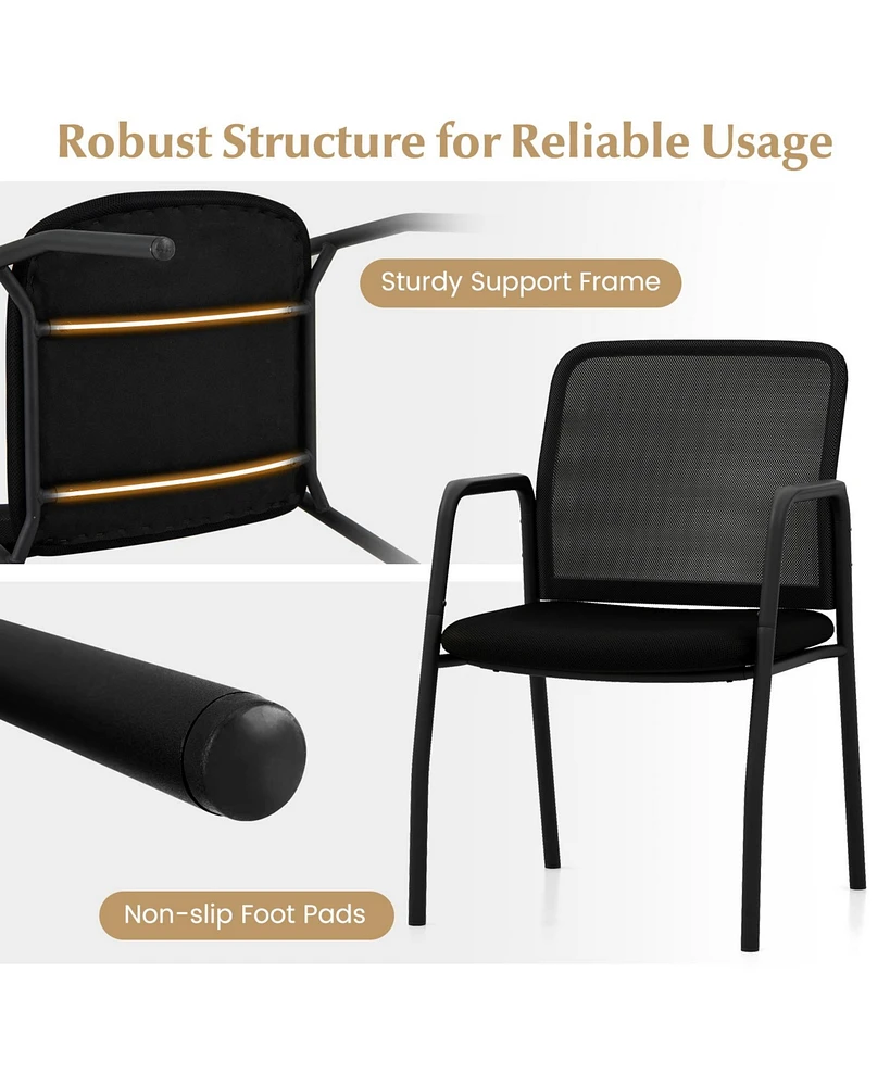 Waiting Room Chair Set of 2 Office Guest Chairs with Ergonomic Mesh Backrest
