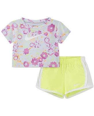 Nike Baby Girls Dri-fit T-Shirt & Colorblocked Tempo Shorts, 2 Piece Set