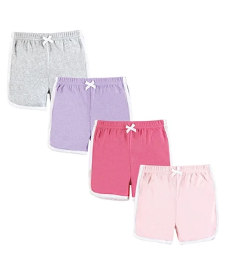 Hudson Baby Baby Girls Hudson Shorts Bottoms 4-Pack, Pink Lilac, 9-12 Months