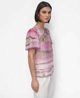 Dkny Women's Printed Puff-Shoulder Blouse