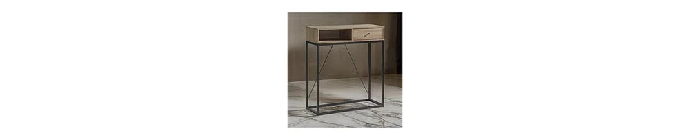 Taupe Sideboard Console Table with Drawer and Open Cubby Shelf