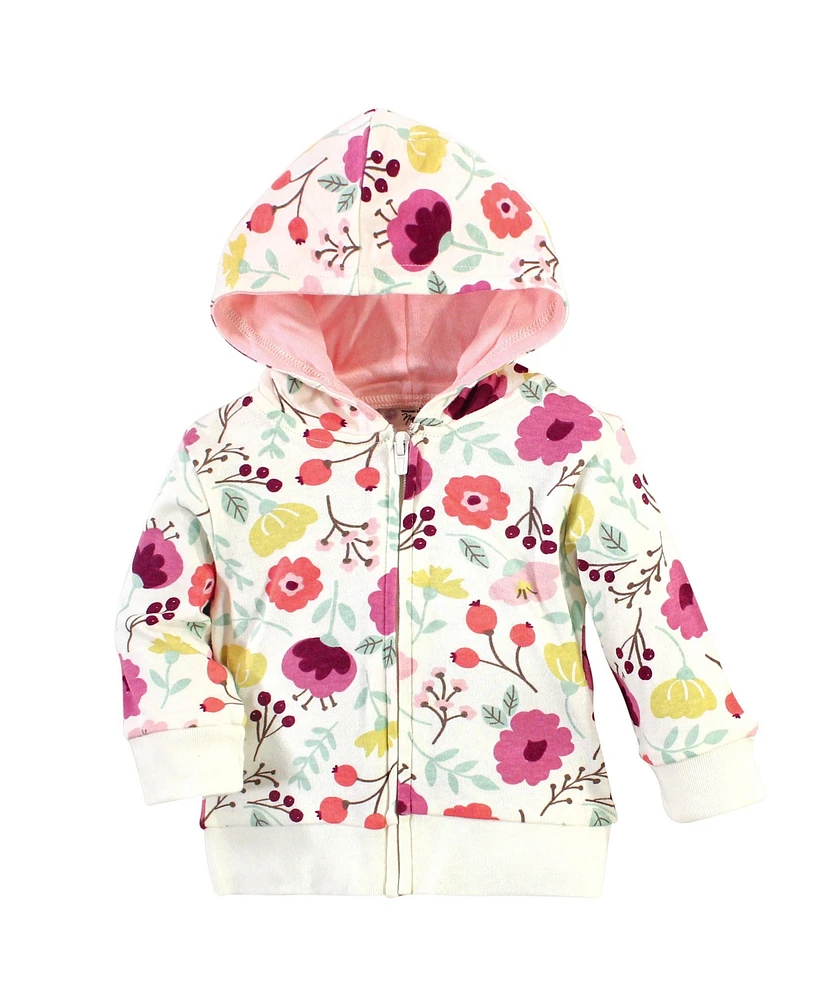Touched by Nature Baby Girls Organic Cotton Hoodie, Bodysuit or Tee Top, and Pant