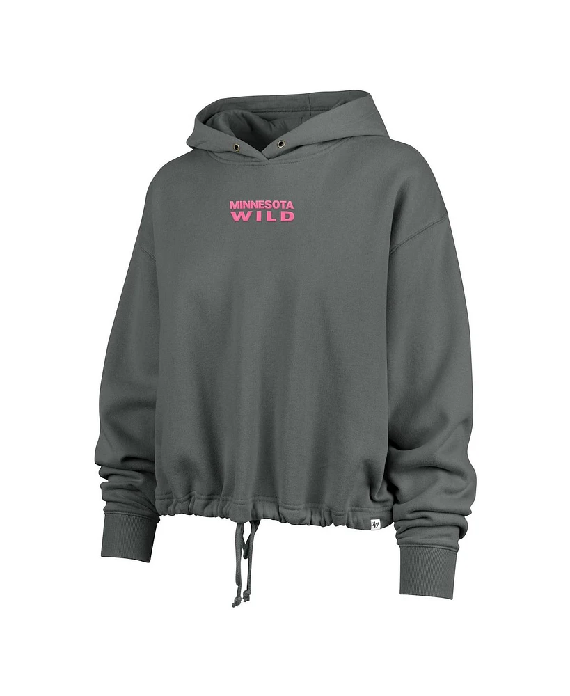 '47 Brand Women's Gray Minnesota Wild Bright Side Venice Cropped Pullover Hoodie
