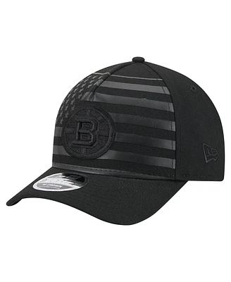 New Era Men's Black Boston Bruins Game Day Stealth Flag 9FORTY A-Frame Adjustable Hat