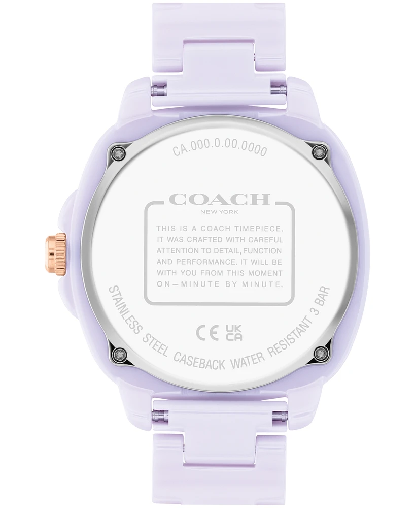 Coach Women's Kitt Lavender Ceramic Bracelet Watch, 38mm